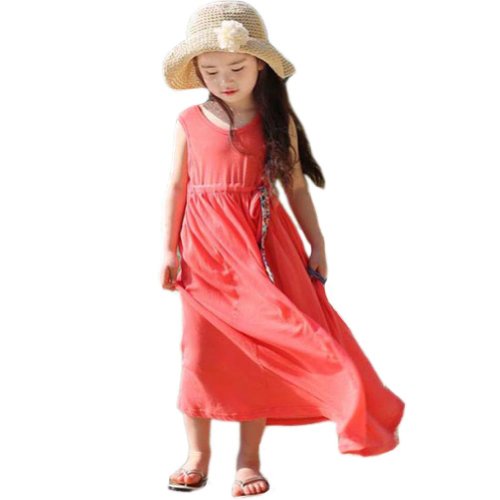 PanDaDa Girls Princess Beach One Piece Dress Bohemia Sundress Long Skirts 3-8y