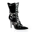 4 1/2 Inch Sexy High Heel Ankle Boot Stiletto Heel Lace-Up Pointed Toe Black Patent