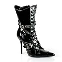 4 1/2 Inch Sexy High Heel Ankle Boot Stiletto Heel Lace-Up Pointed Toe Black Patent
