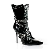 4 1/2 Inch Sexy High Heel Ankle Boot Stiletto Heel Lace-Up Pointed Toe Black Patent