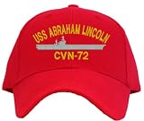 USS Abraham Lincoln CVN-72 Embroidered Baseball Cap - Red