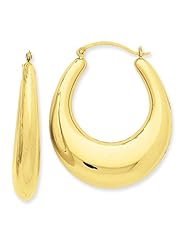 14k Yellow Gold Polished Hoop Earrings. Length 40mm x Width 33mm.