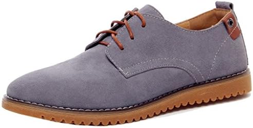 PerfectAZ Mens Fashion Lace-up Suede Uper Rubber Sole Flats Boards Walking Business Oxfords Shoes(8 B(M) US, Grey)