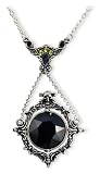 Obsidian Mirror Black Crystal Alchemy Gothic Necklace