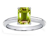 1.50 cttw Genuine Peridot Emerald Cut Engagement Ring - 14kt White or Yellow Gold