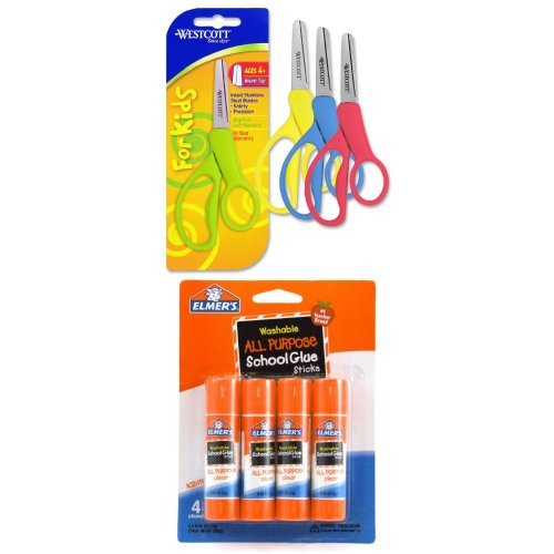 Kids Scissors and Glue Stick Bundle Hardware Adhesives, Coatings