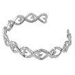 Sterling Silver CZ Accented Ribbon Bracelet