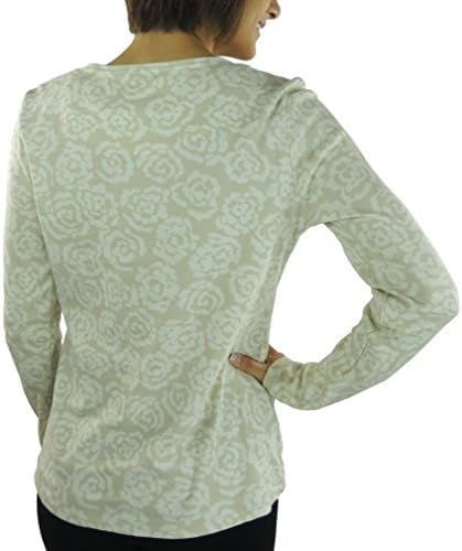 Charter Club Women's Long Sleeve Blouse Small Sand Comb