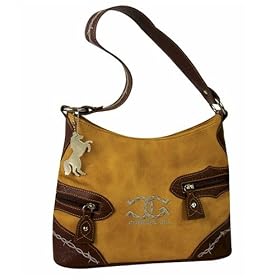 Embroidered Barbed Wire and Cowgirl Up handbag - Brown and Sand Colors Available
