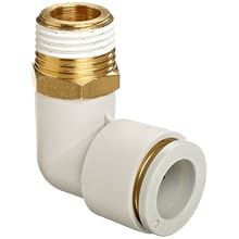 SMC KQ2L-S PBT One-Touch Tube Fitting with Sealant, 90 Degree Elbow, Tube OD x BSPT Male