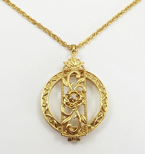 5 Times Power Foldable Handheld Pendant/necklace Magnifying Glass with 30" Matching Chain (Gold) and Polishing Pouch
