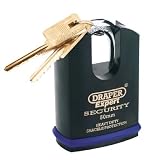 Draper Expert 50mm Heavy Duty Electric Plated Stainless Steel Padlock 2 Keys With Super Tough Molybdenum Steel Shrouded Shackle Replaceable Six Pin Cylinder