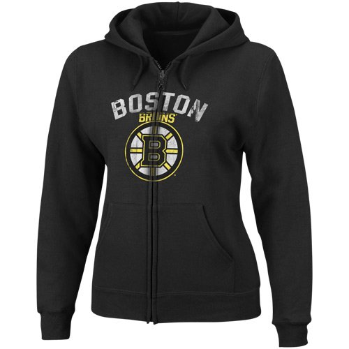Boston Bruins Women's Black Lasting Strength Full-Zip Fleece Hooded Sweatshirt