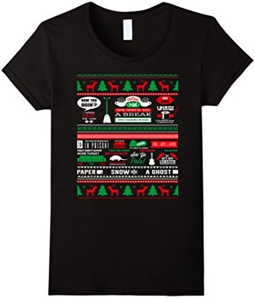 Women's Christmas T-shirt Friends Tv show Large Black