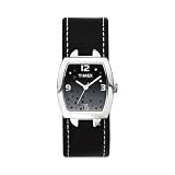 TIMEX Women's Silver-tone Leather Cuff Strap Watch with Star Accented Dial. Model: T75551