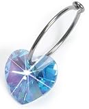 Nickel Free Swarovski Heart Dangle, Aquamarine
