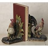 Country Rooster Bookends Home Decor Cook Book Holders