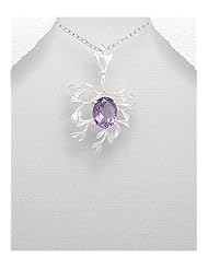 Gem Stones Pendant Necklace In 92.5 Sterling Silver