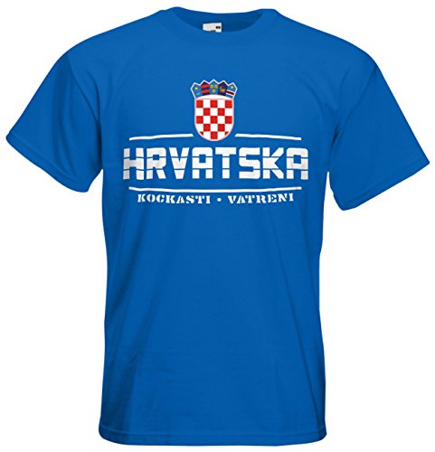 Kroatien Hrvatska EM 2016 Fanshirt T-Shirt Trikot (Royalblau, XXL)