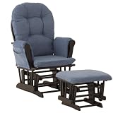 Stork Craft Hoop Glider and Ottoman, Black/Denim