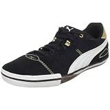 PUMA Unisex Esito Vulc Sala Soccer Sneaker,Black/White/Team Gold,US Women's 9 B/US Men's 7.5 D