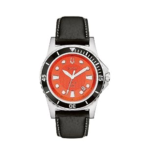 Bulova Mens 98B132 Marine Star Orange Dial Strap Watch