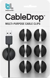 Bluelounge Design CableDrop Multi-purpose Cable Clips BLACK Pack of 6