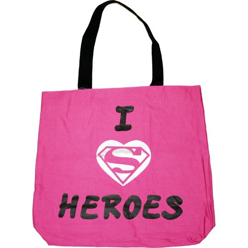  Supergirl Pink I Love Heroes Canvas Tote Bag