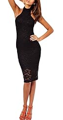 Sexy Strapless Shift Backless Lace Halter Bodycon Dress 