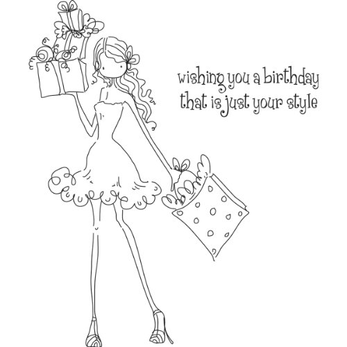 Stamping Bella Uptown Girl Posh Has A Present Cling Rubber Stamp, 6.5 x 4.5