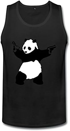 ZhiTian Men's KCCO Panda Guns Banksy Tops - XL Black