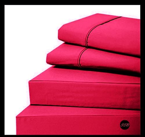 Hotel Collection 4 Piece Attached with Fitted Sheet Waterbed Sheet Set 1600 Thread Count Super Single 100% Microfiber Polyster Magenta Solid by Global Fabrics
