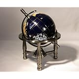 6 TALL BLUE LAPIS GEMSTONE GLOBE w/ Tripod Silver Stand