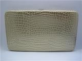 New Gold Croc Alligator Flat Opera Wallet w/Checkbook Holder Clutch Purse