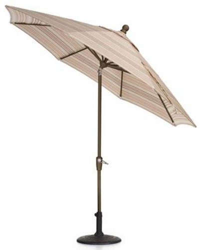 6ft. Auto tilt Umbrella Woodgrain Primrose Stripe