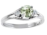 0.69 cts Genuine Green Amethyst and Diamond Ring - 14kt White or Yellow Gold