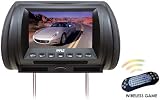 Pyle PL70HDB Adjustable Hideaway Headrest 7-Inch Video Monitor with DVD/USB/SD Player, Wireless IR/FM Transmitter, 32 Video Games