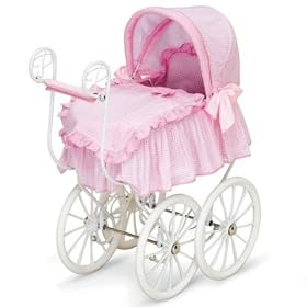 Toddler Girls Baby Doll Canopy Stroller Bed Victorian Pram Buggy Furniture Pretend Play for Babydoll - American Girl + More!