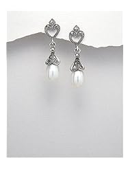 Fresh Water Pearls Earrings In 92.5 Sterling Silver