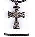 Qiyun (TM) Black Leather Rope Cord Tibet Silver Cross Faith Pendant Sautoir Necklace