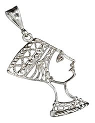 Sterling Silver Large Filigree Queen Nefertiti Pendant