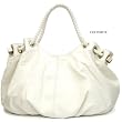Oversized Satchel/Handbag with Braided handles - White