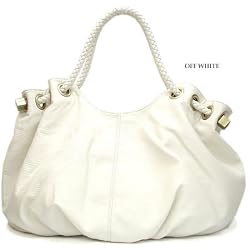 Oversized Satchel/Handbag with Braided handles - White