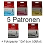 Canon Tintenpatronen Set Inhalt: PGI-5 Schwarz + CLI-8 Schwarz + CLI-8 Cyan + CLI-8 Magenta + CLI-8 Gelb + Fotopapier 10x15cm 50Blatt