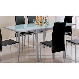 Coaster Sunrise Frosted Glass Dining Table with Metal Extensions