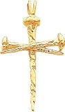 14K Gold Nail Cross Charm