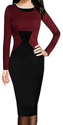 Houndstooth Print Winter Knee Length Evening Dress/Party Dress/Midi Dress 