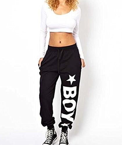Amyila Womens Loose Hip Hop Punk Sports Pants with London Boy Print (Small)