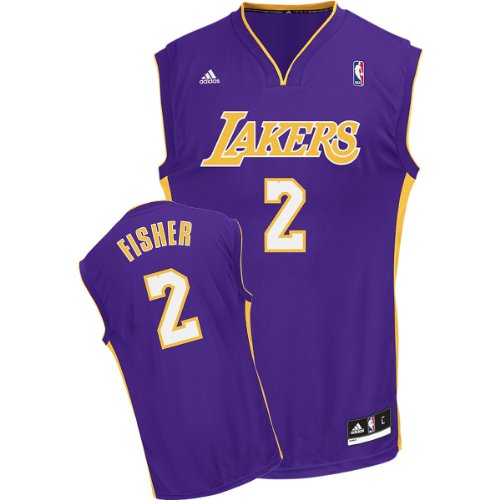 Adidas Los Angeles Lakers Derek Fisher Youth (Sizes 8-20) Revolution 30 Replica Road Jersey Large
