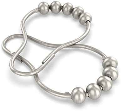 Shower Curtain Hooks - Set of 12 Nickel Plated Brass & Stainless Steel Metal Roller Ring Hooks - Unique Bathroom Hardware - Decorative Contemporary Designer Clips - Hook Hangers on Bath Rod & Curtains - 100% Best Unconditional Lifetime Guarantee